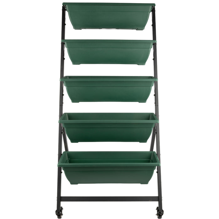 5-Tier Vertical Planter with Wheels - Hunter Green