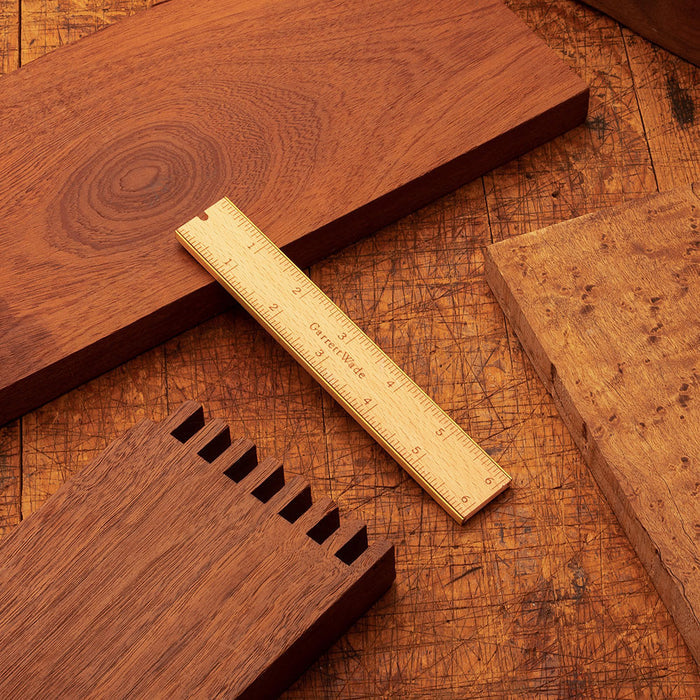 6" Brass Bound Wooden Rule
