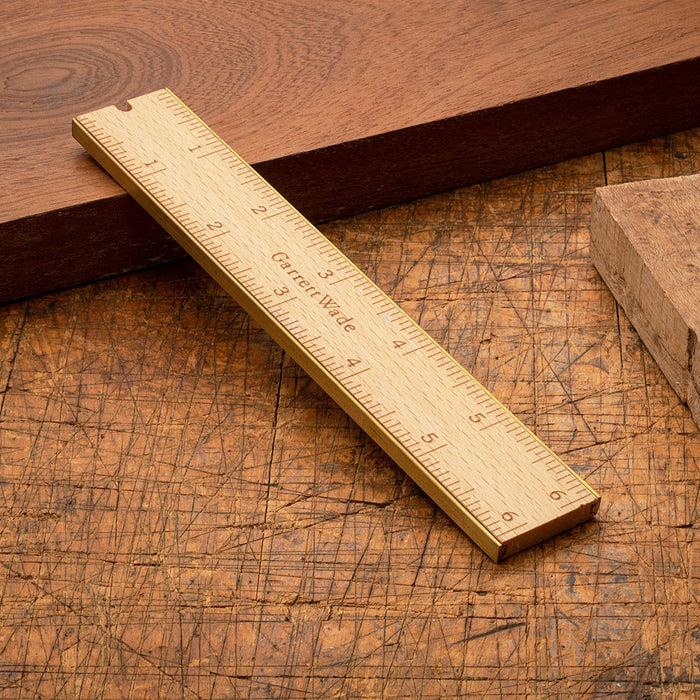 6" Brass Bound Wooden Rule