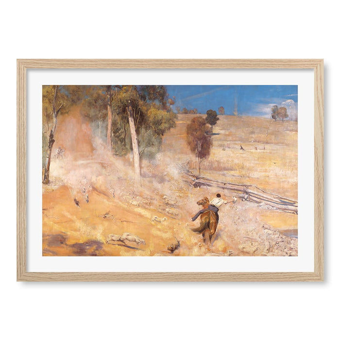 A Break Away - Tom Roberts Art Print A4 (21 x 29.7cm) / Natural Oak Frame / White Border from our Australian Made Framed Wall Art, Prints & Posters collection by Profile Australia