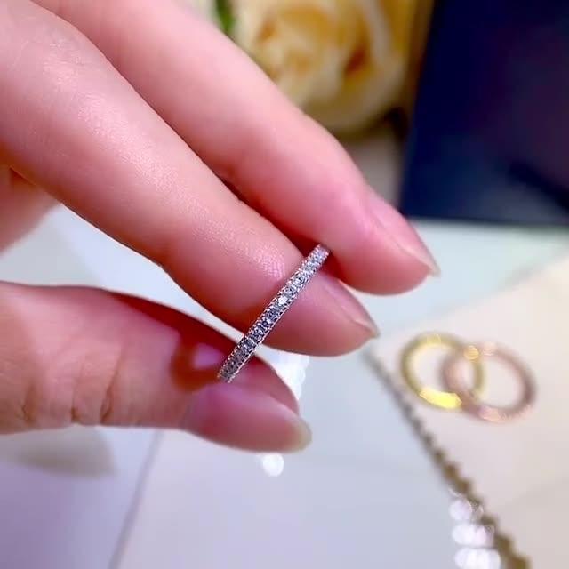 Alena | Gold-Plated Narrow Eternity Ring with Brilliant Stones