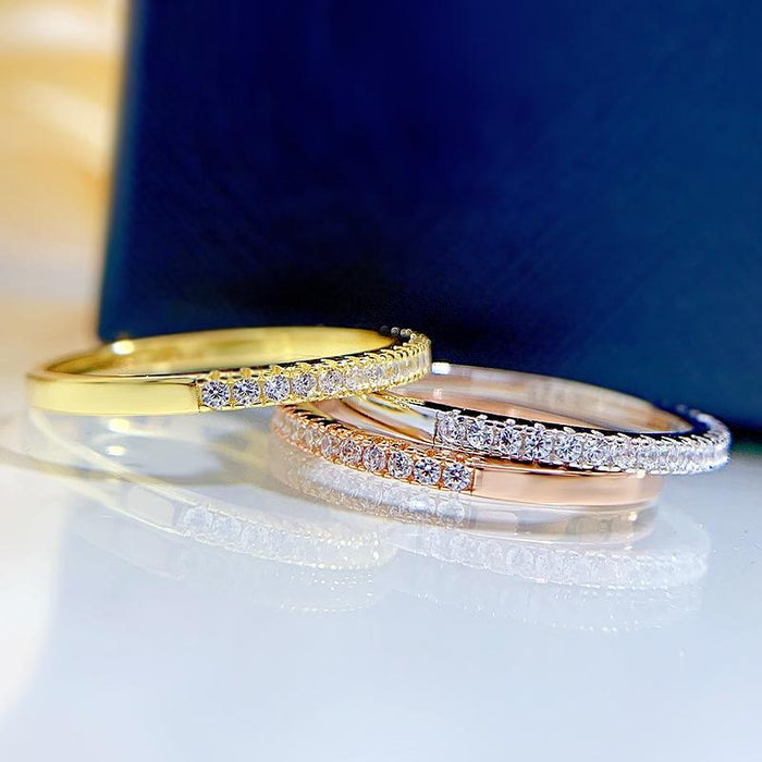 Alena | Gold-Plated Narrow Eternity Ring with Brilliant Stones