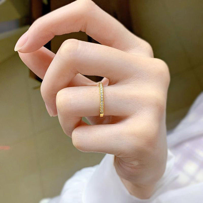 Alena | Gold-Plated Narrow Eternity Ring with Brilliant Stones