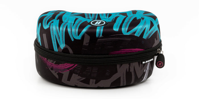 Arctic Motion | Aura Snow Goggles - Matte Black Frame With Black, Purple & Teal Strap & Arctic Blue Easy Swap Magnetic Lens Snow Goggles | $95 US | Blenders Eyewear