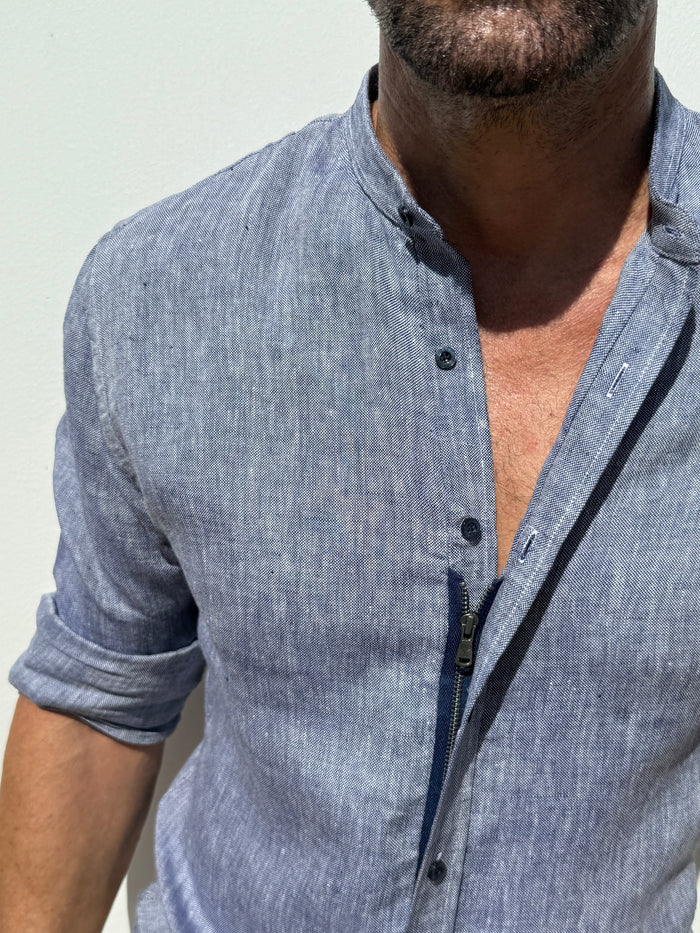 Band Collar Robust Linen - Indigo