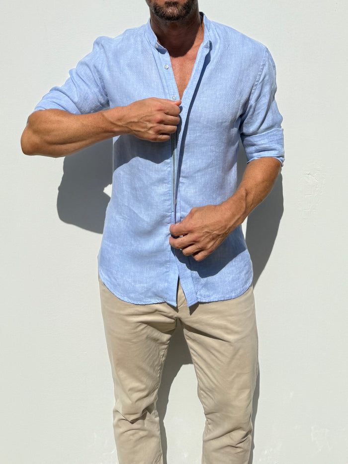 Band Collar Robust Linen - Light Blue