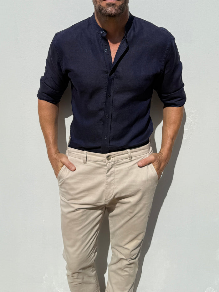 Band Collar Robust Linen - Midnight