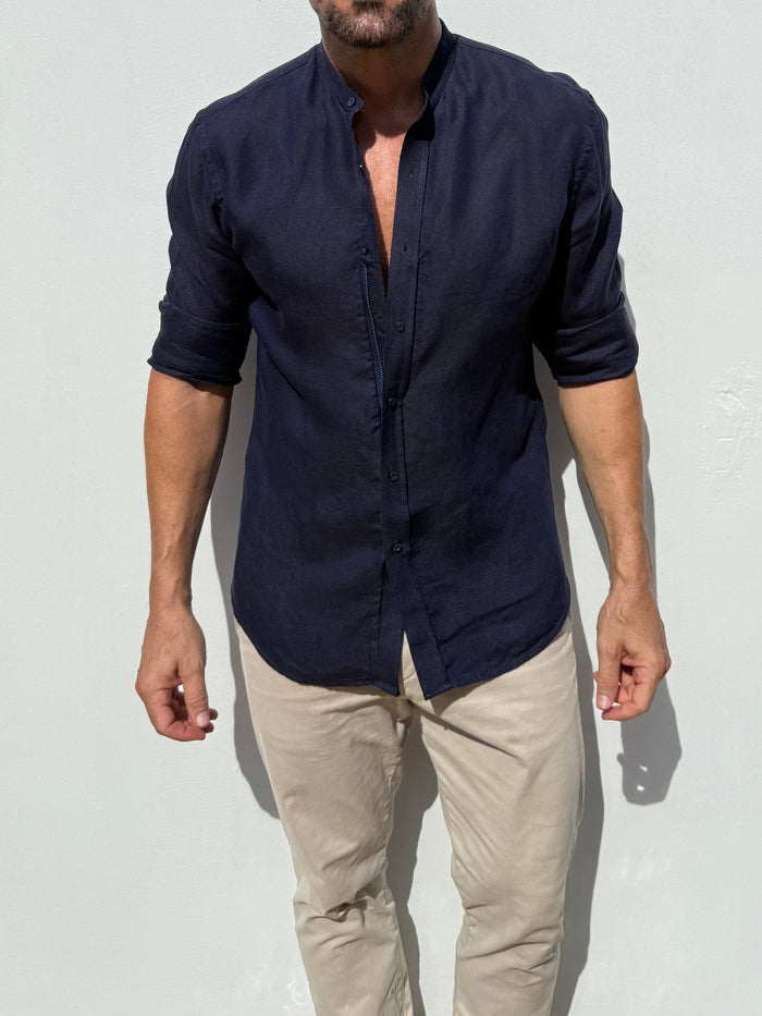 Band Collar Robust Linen - Midnight