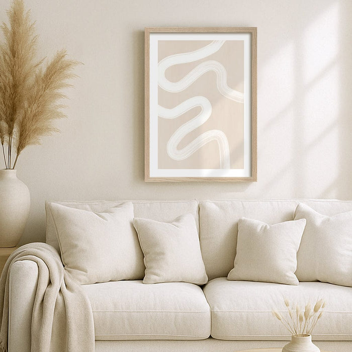 Beige One Line Art Print by Elena Ristova from our Australian Made Framed Wall Art, Prints & Posters collection by Profile Australia