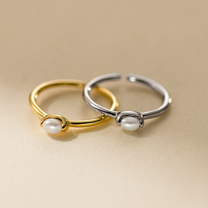 Bianca | Silver Delicate Kateřina Ring with Pearl Line