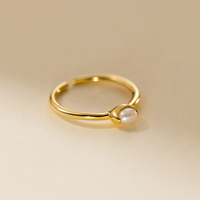 Bianca | Silver Delicate Kateřina Ring with Pearl Line