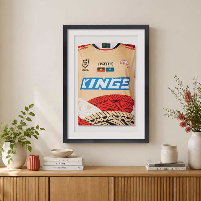 Black DIY Jersey Frame with White Mat and White Backing from our Australian Made Picture Frames collection by Profile Australia