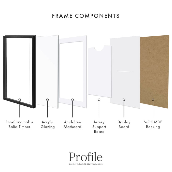 Black DIY Jersey Frame with White Mat and White Backing from our Australian Made Picture Frames collection by Profile Australia