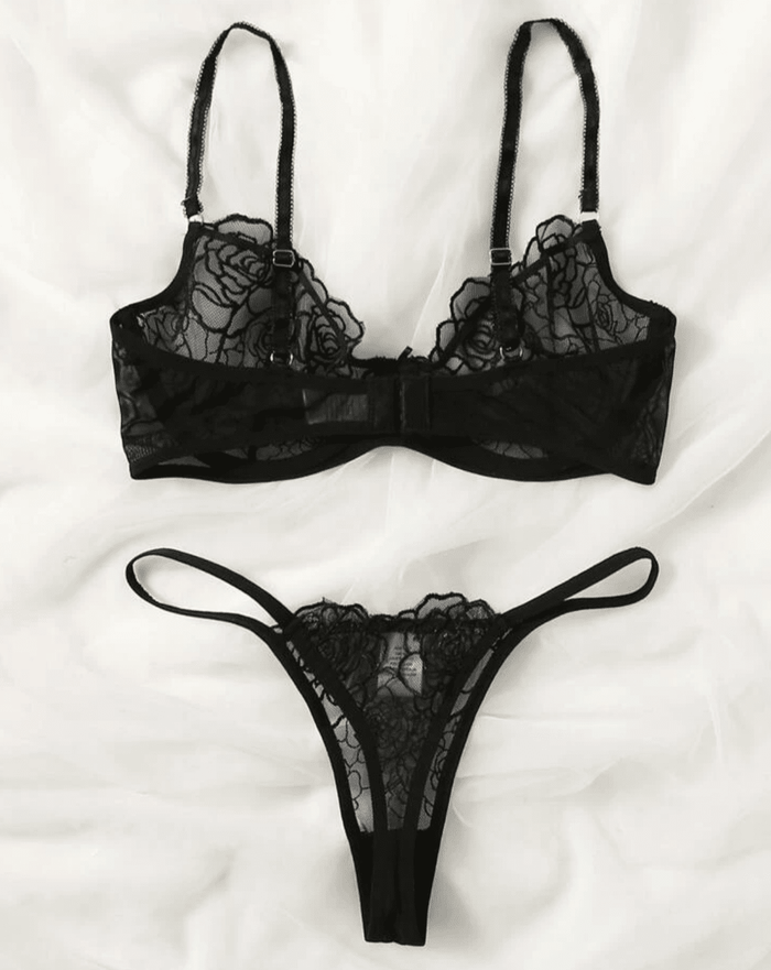 black lingerie set sheer