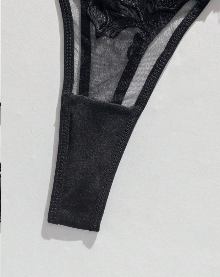 Black Lingerie Set Sexy Embroidery - Self Care Shop