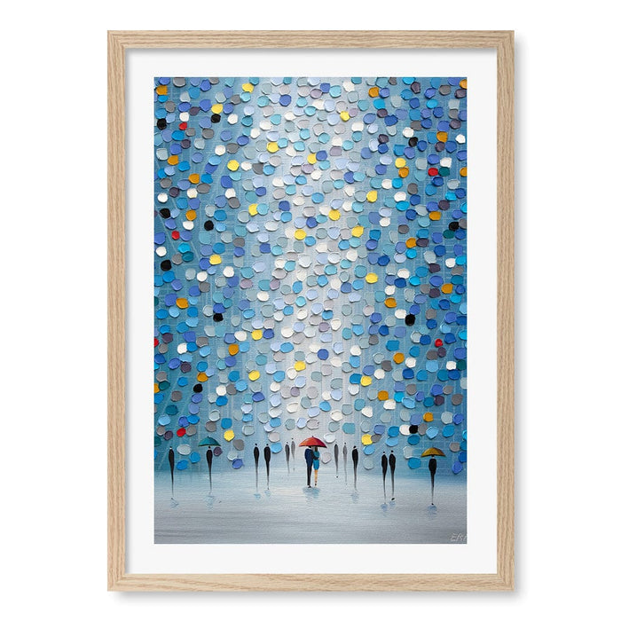 Blue Heaven Modern Wall Art Print A4 (21 x 29.7cm) / Natural Oak Frame / White Border from our Australian Made Framed Wall Art, Prints & Posters collection by Profile Australia