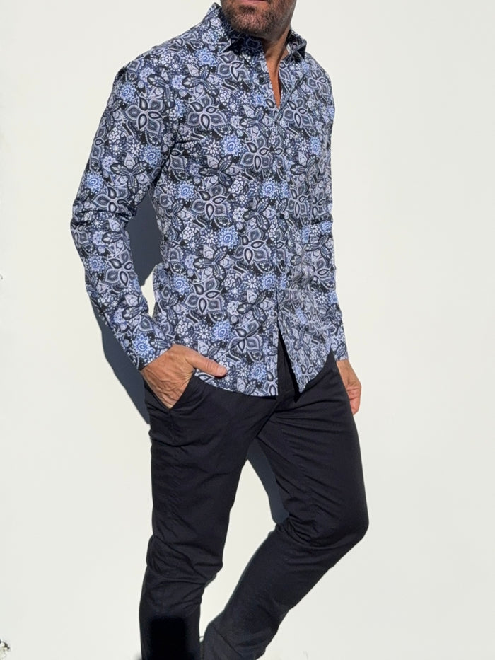 Blue Paisley Party Shirt - Blue Paisley