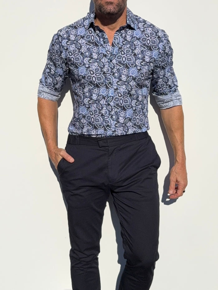 Blue Paisley Party Shirt - Blue Paisley