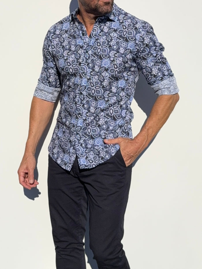 Blue Paisley Party Shirt - Blue Paisley