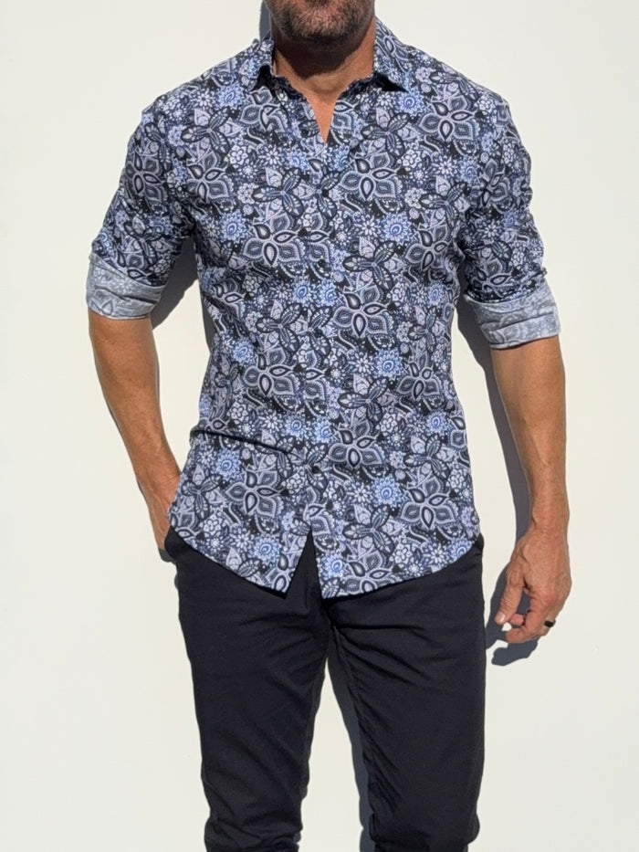 Blue Paisley Party Shirt - Blue Paisley