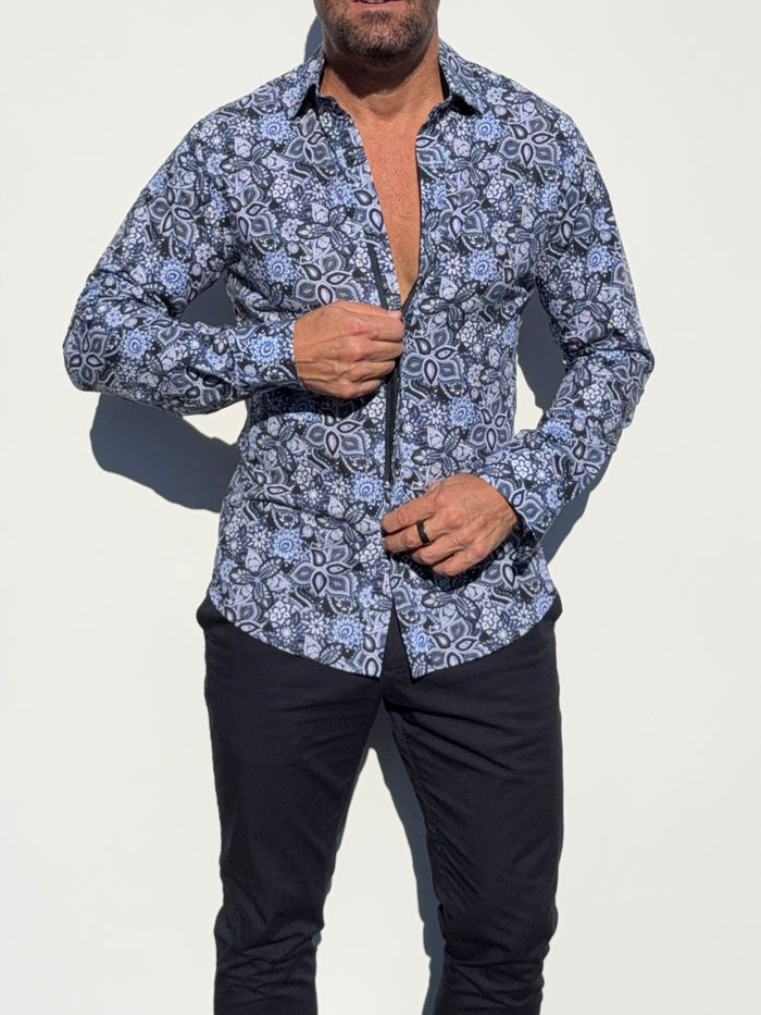 Blue Paisley Party Shirt - Blue Paisley