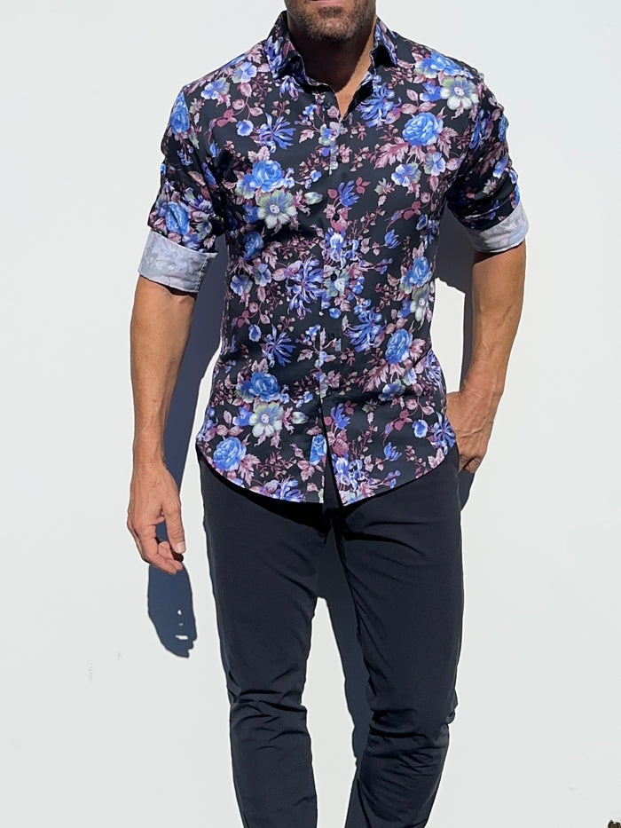 Blue Roses Party Shirt - Blue Roses