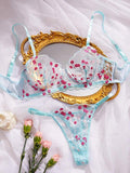sky blue lingerie set embroidered