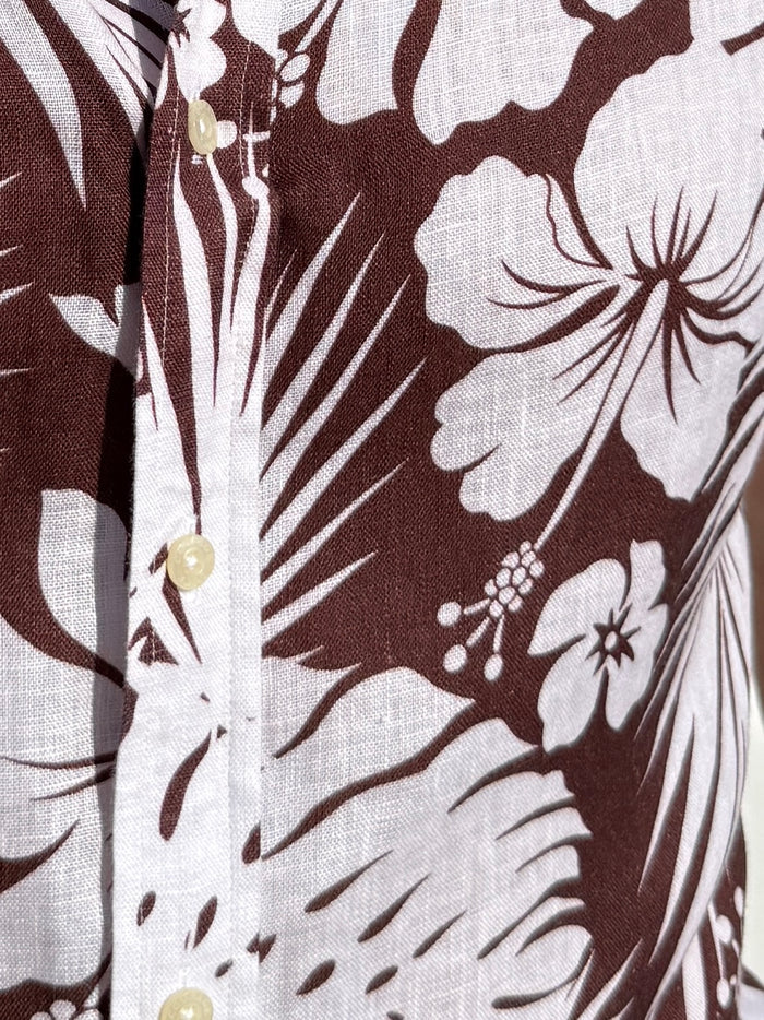 Brown Floral on Linen - Brown Linen Floral