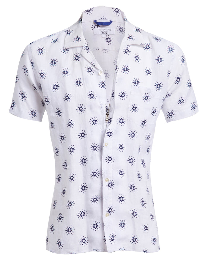 Cardano Summer - White Linen Aloha Shirt