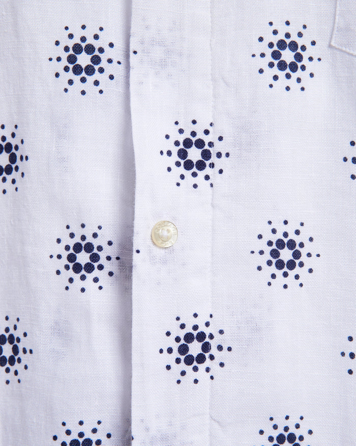 Cardano Summer - White Linen Aloha Shirt