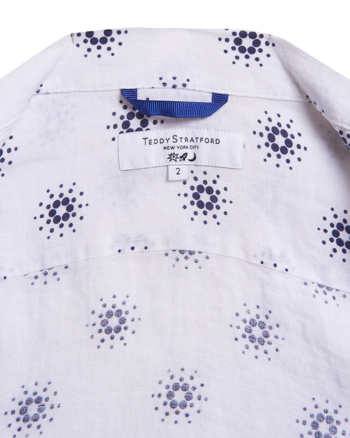 Cardano Summer - White Linen Aloha Shirt