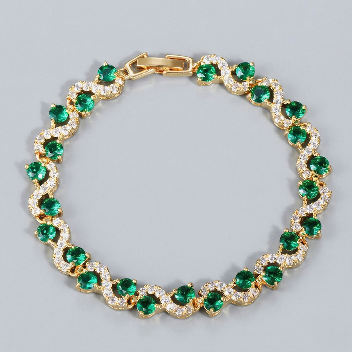 Celina | Gold-Plated Color Emerald Bracelet with Details