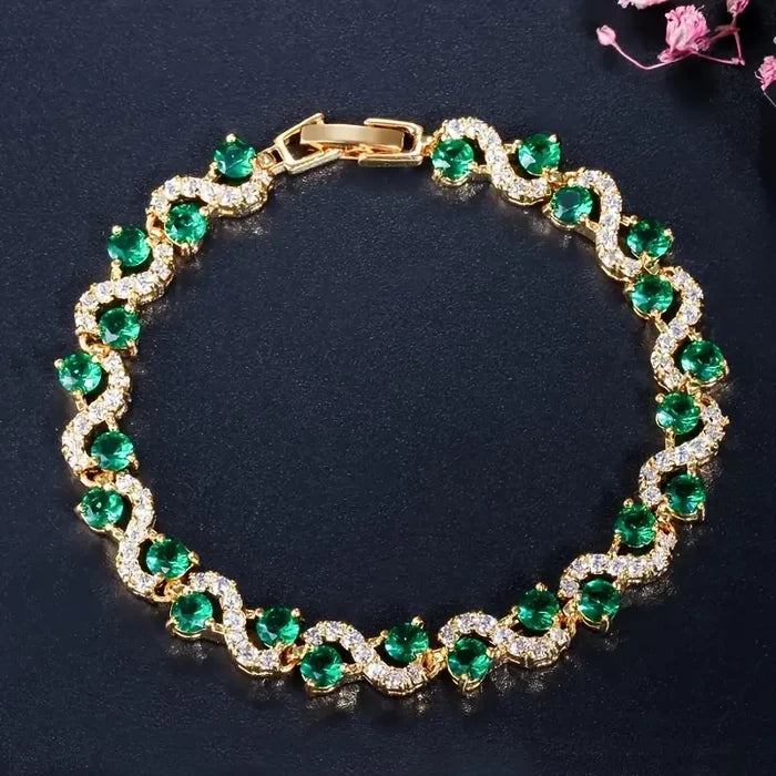 Celina | Gold-Plated Color Emerald Bracelet with Details