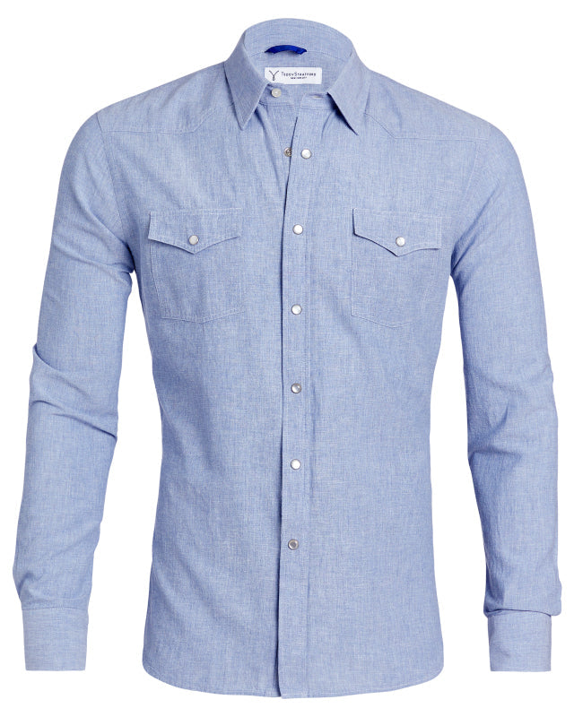Chambray Western Shirt - Light Blue