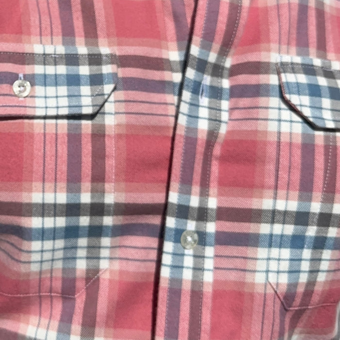 Coral, White & Blue Utility Flannel - Coral White & Blue Flannel