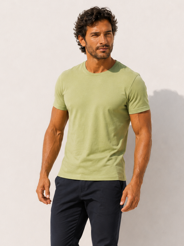 Crewneck T-shirt in Tedra™ Light - Light Army