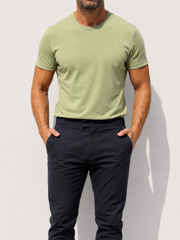 Crewneck T-shirt in Tedra™ Light - Light Army
