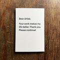 Dear Artist notecard