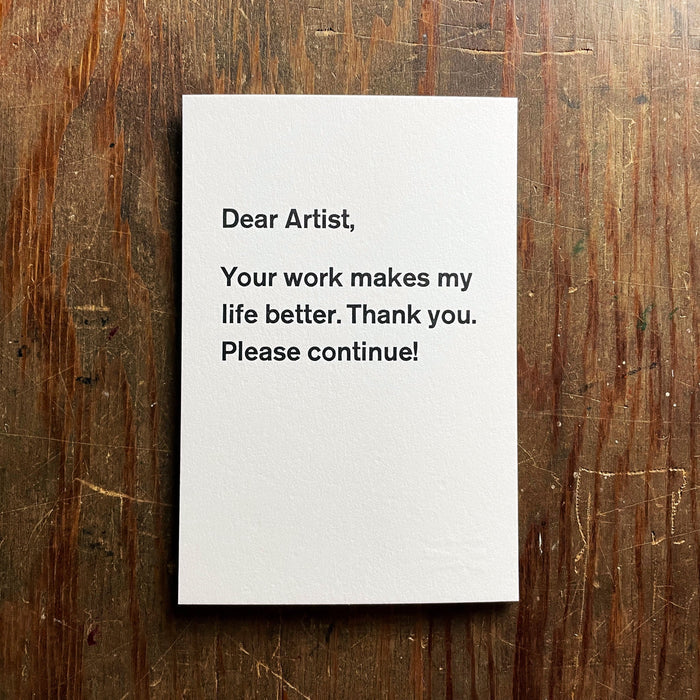 Dear Artist notecard