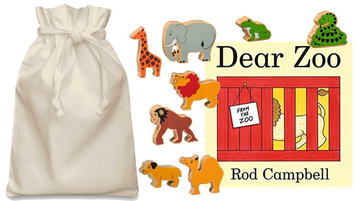 Dear Zoo Story Sack with Lanka Kade Wooden Animals