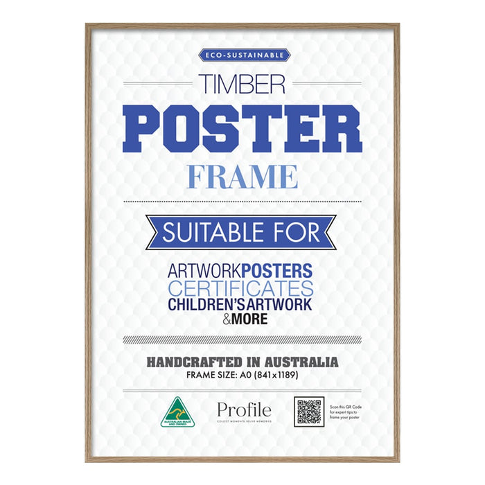 Decorator Natural Oak A0 Poster Frame – Extra Large Poster Display from our Australian Made Picture Frames collection by Profile Australia