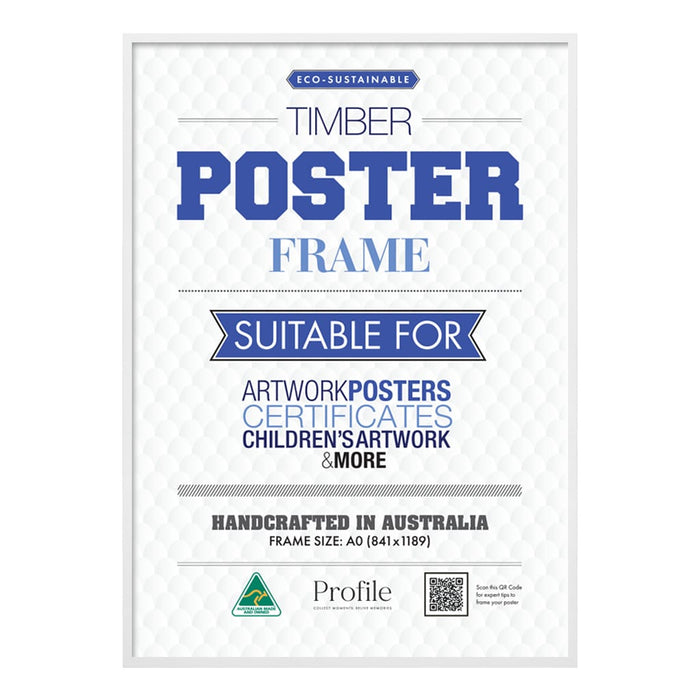Decorator White A0 Poster Frame – Extra Large Poster Display from our Australian Made Picture Frames collection by Profile Australia