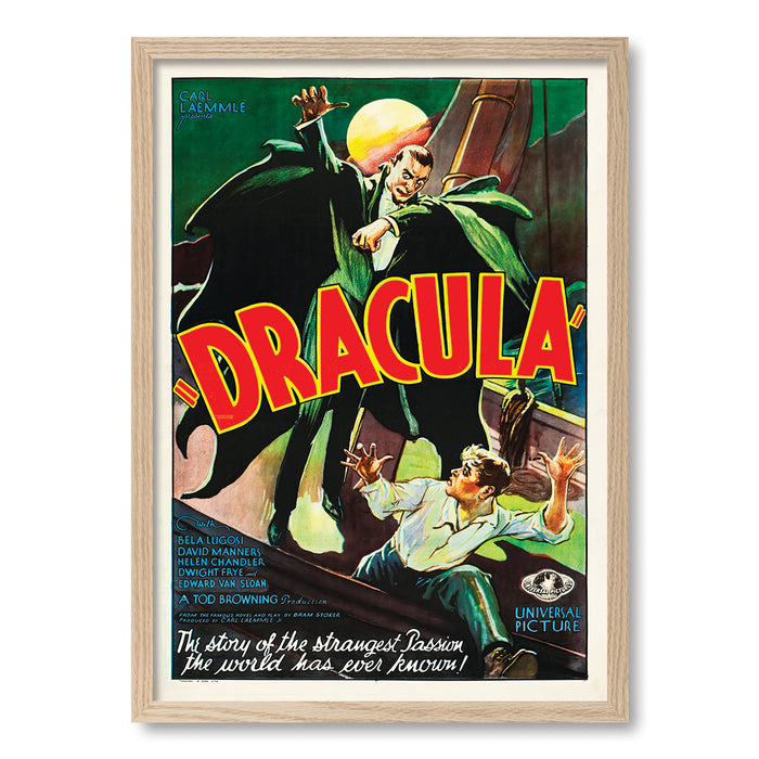 Dracula Vintage Movie Poster Print A4 (21 x 29.7cm) / Natural Oak Frame / No Border from our Australian Made Framed Wall Art, Prints & Posters collection by Profile Australia