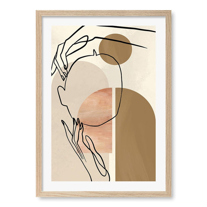 Elegant Embrace Line Art Print by Treechild A4 (21 x 29.7cm) / Natural Oak Frame / White Border from our Australian Made Framed Wall Art, Prints & Posters collection by Profile Australia