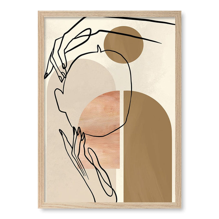 Elegant Embrace Line Art Print by Treechild A4 (21 x 29.7cm) / Natural Oak Frame / No Border from our Australian Made Framed Wall Art, Prints & Posters collection by Profile Australia