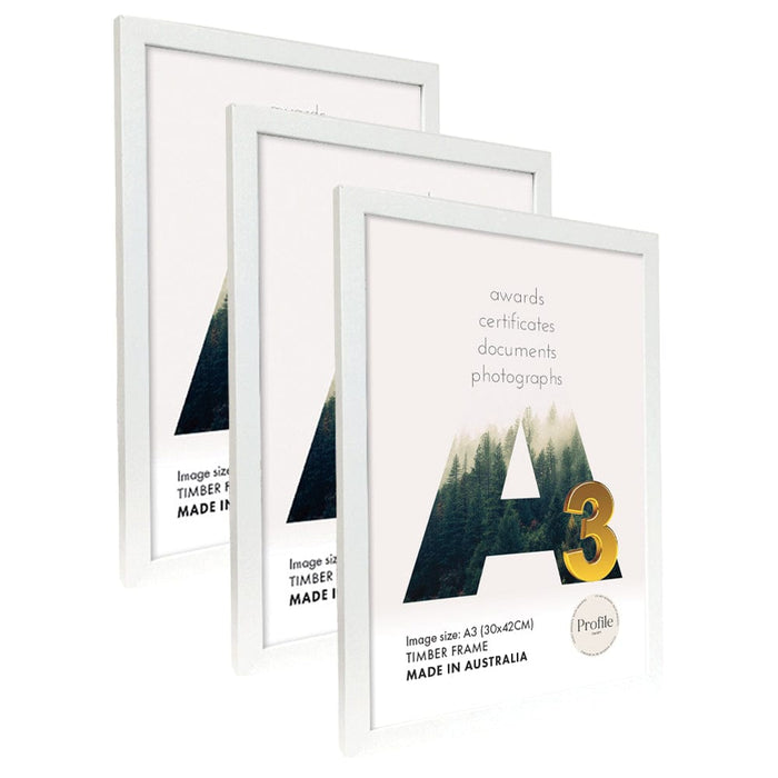 Elegant White A3 Set of Frames (Bulk Frame Bundle 3 Pack) from our Australian Made Picture Frames collection by Profile Products (Australia) Pty Ltd