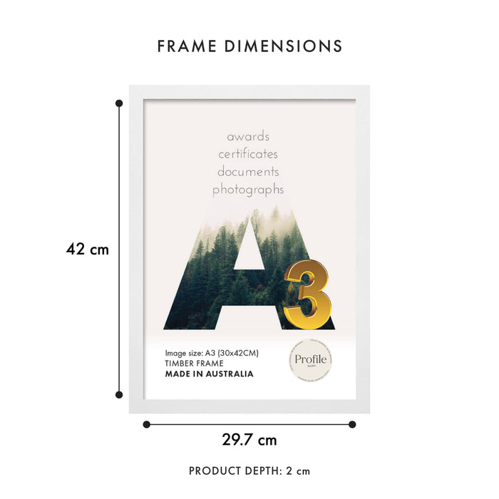 Elegant White Timber A3 Picture Frame from our Australian Made A3 Picture Frames collection by Profile Australia