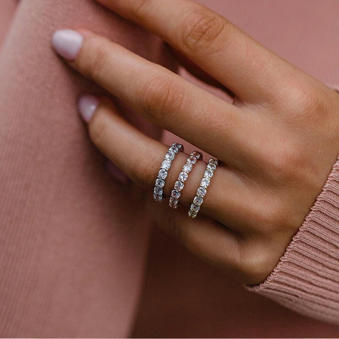 Eliska | Silver Ring with Double Brilliant Band