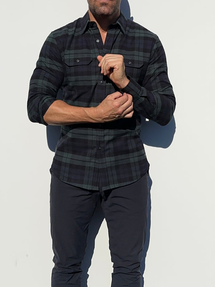 Forest, Navy & Black Utility Flannel - Sage Navy & Black Flannel