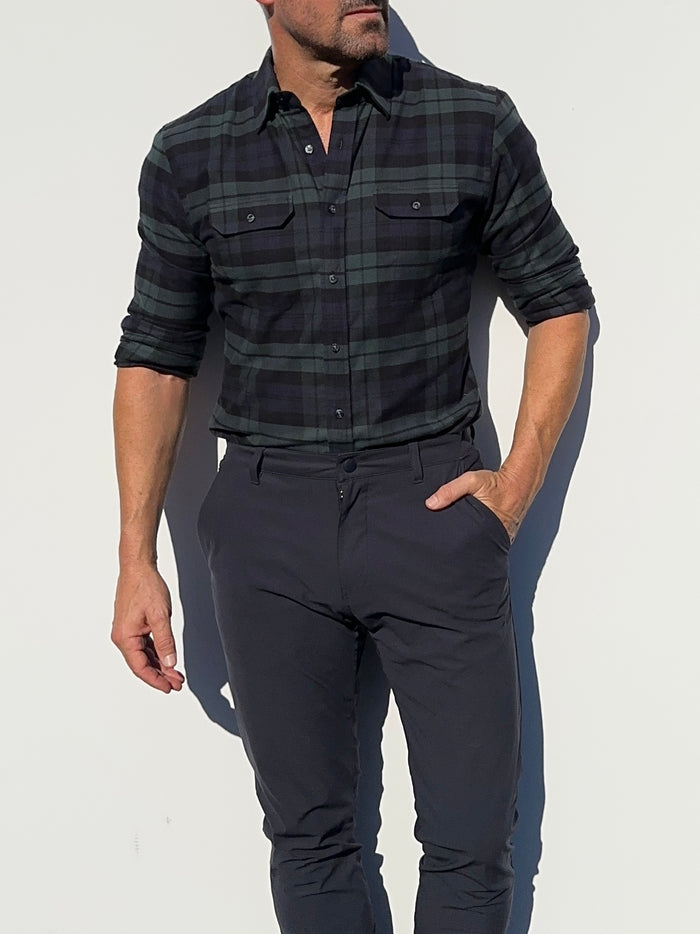 Forest, Navy & Black Utility Flannel - Sage Navy & Black Flannel
